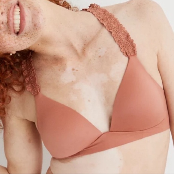 aerie rust Lace Trimmed Crossback Bra wireless real sunnie - Picture 5 of 8